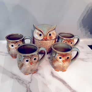 Owl jar and mug set